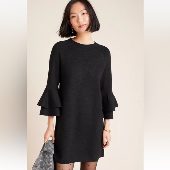 Anthropologie Dresses & Skirts - Anthropologie Claudette Ruffle Sweater Dress in Black